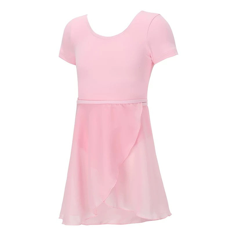 Swiga Girls Short Sleeve Ballet Dress Kids Dance Leotard Skirt Set