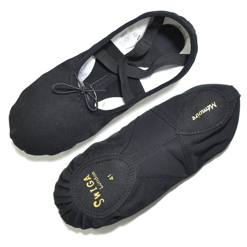 Swiga Boys Black Soft Sole Cat Paw Ballet Shoes Large Size