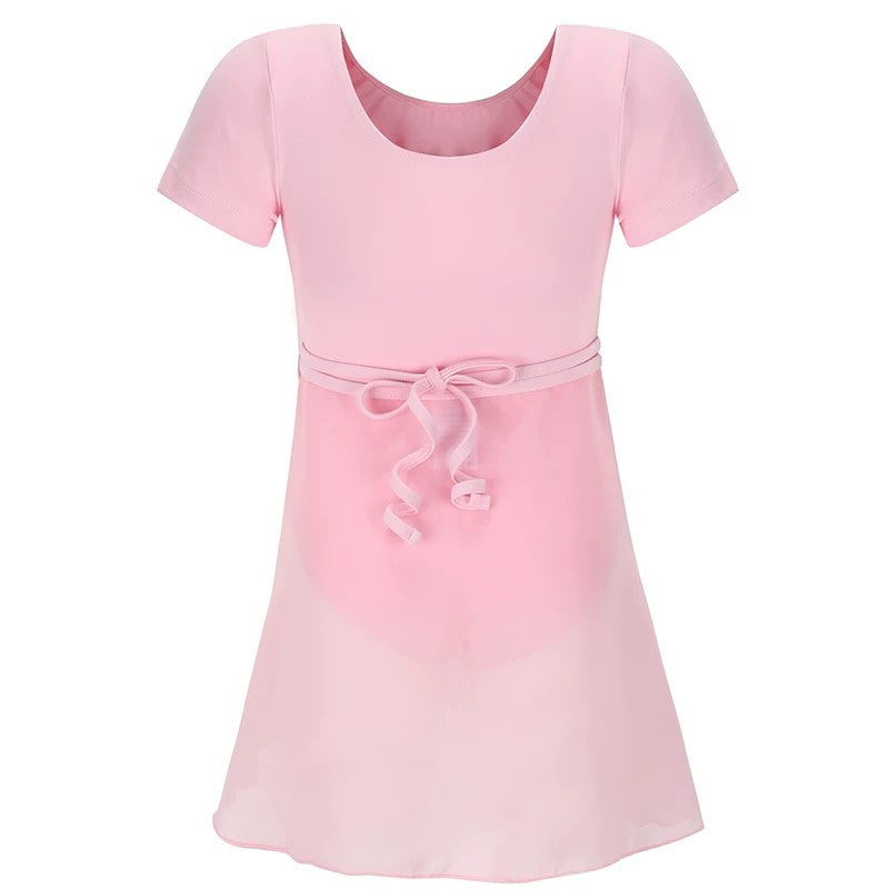 Swiga Girls Short Sleeve Ballet Dress Kids Dance Leotard Skirt Set