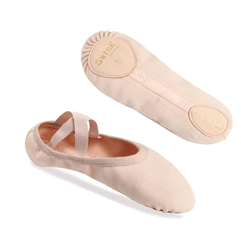 Swiga Elastic Particle Fabric Soft Sole Ballet Dance Shoes With Arch Support
