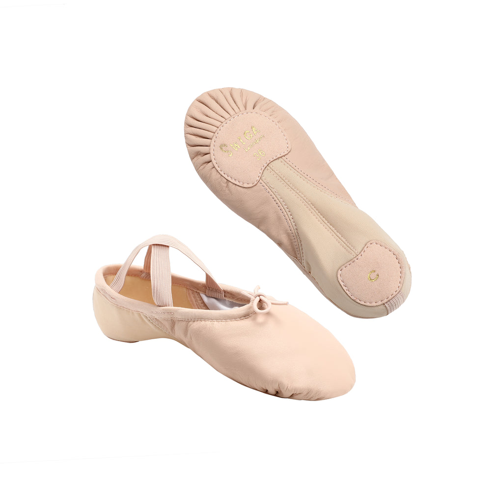 Mesh-Breeze Secure-Heel Leather Ballet Shoe