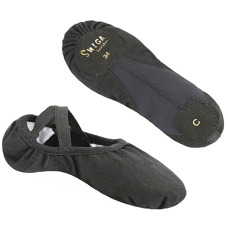 Swiga Boys Black Soft Sole Cat Paw Ballet Shoes Large Size