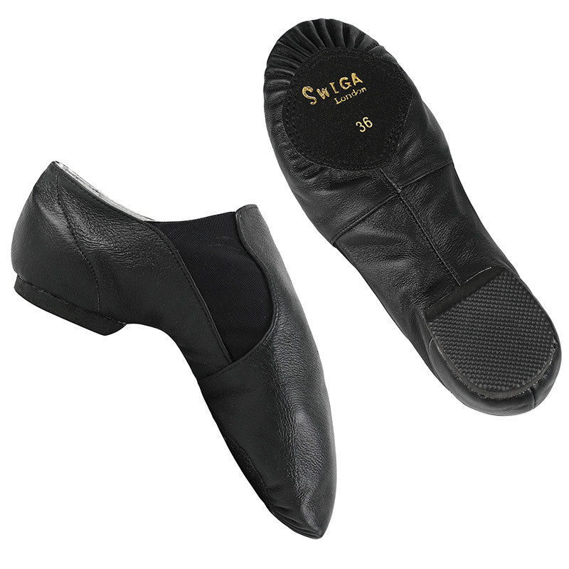Swiga Professional Teacher Jazz Dance Shoes Real Leather Soft Sole Low Top Heeled Flesh Pink